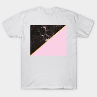 Pink and gold abstract, marble T-Shirt